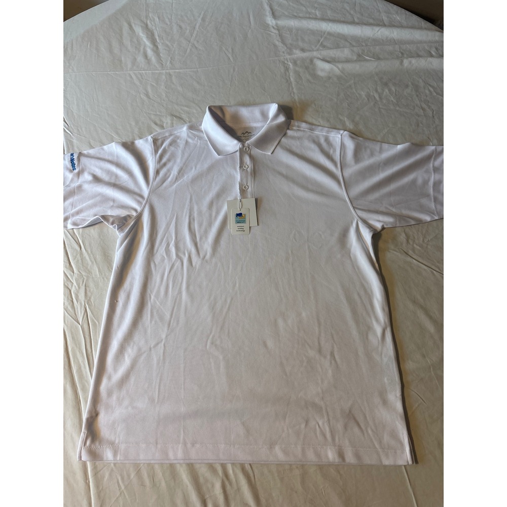 Tri-Mountain Performance Polo Mens L White NWT Short Sleeve Moisture Wicking